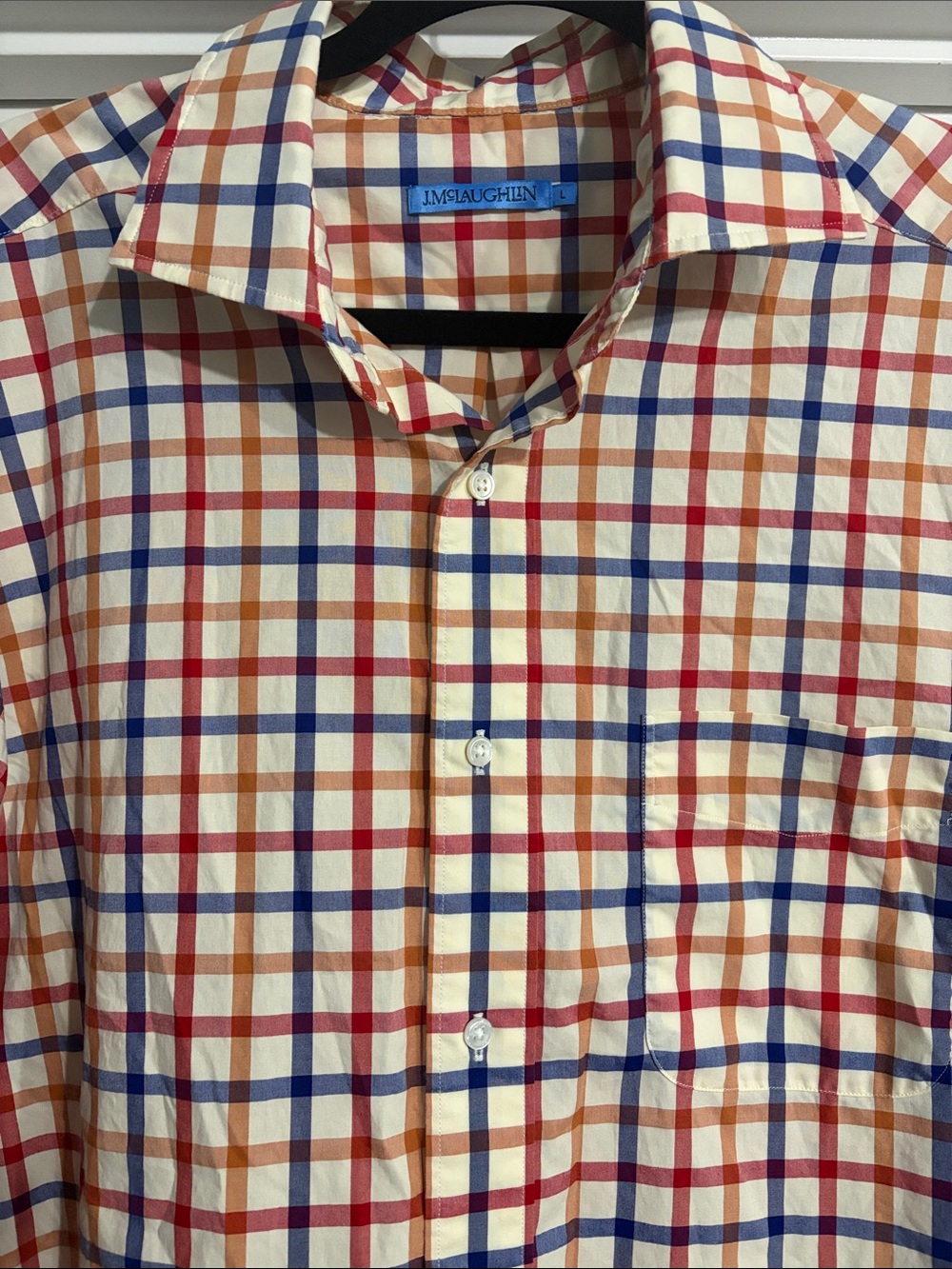 J.Mclaughlin men’s long sleeve multi color checked button down size L
